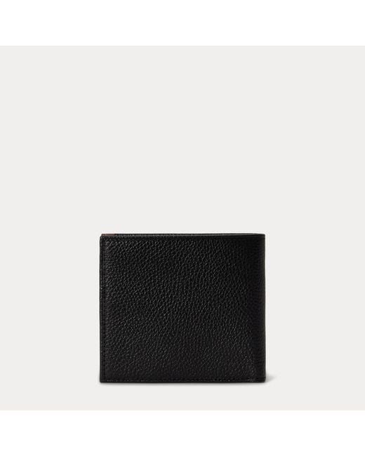 Polo Ralph Lauren Black Two-Tone Leather Billfold Wallet for men