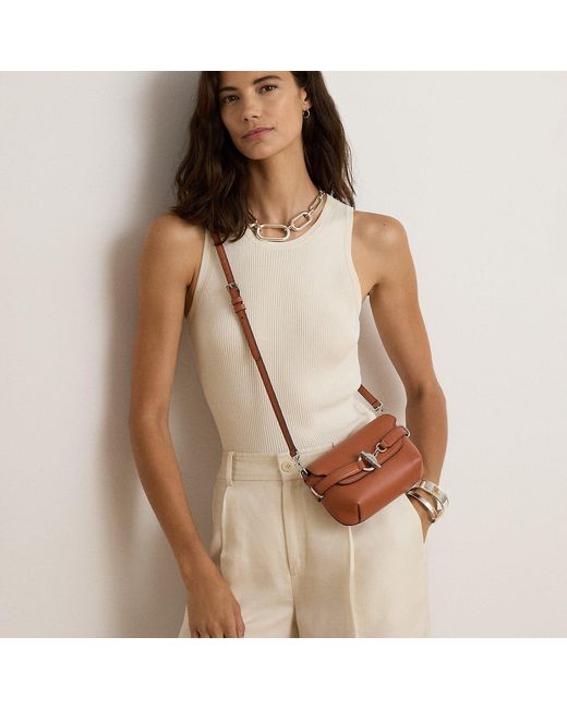 Ralph Lauren Purple Leather Small Blaike Crossbody Bag