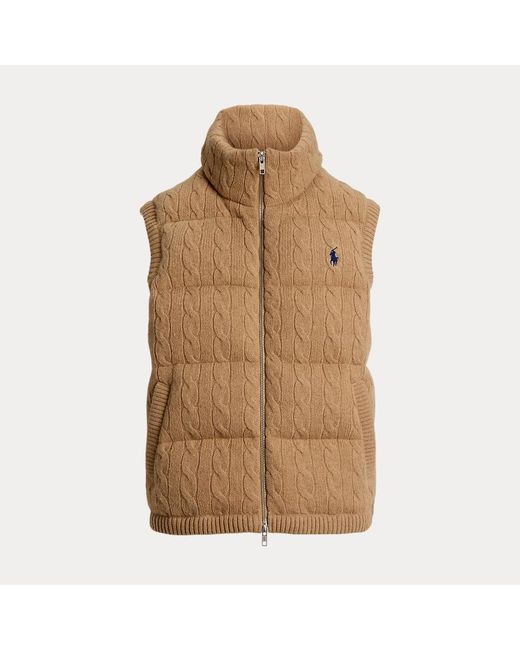 Polo Ralph Lauren Wol-Kasjmier Bodywarmer Met Kabelbreisel in het Brown