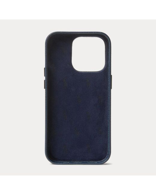 Polo Ralph Lauren Blue Polo Bear Leather Iphone 15 Case for men