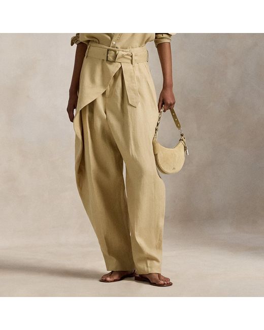 Polo Ralph Lauren Natural Linen Tapered Wrap Trousers