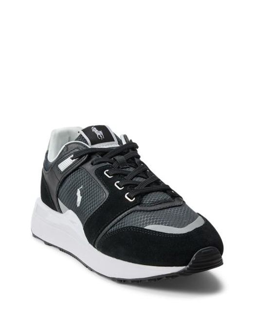 Polo Ralph Lauren Black Train 89 V2 Suede-Panelled Trainer for men