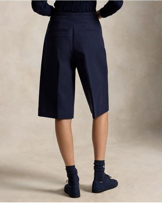 Polo Ralph Lauren Blue Beaton Cotton-Wool Culotte Trouser