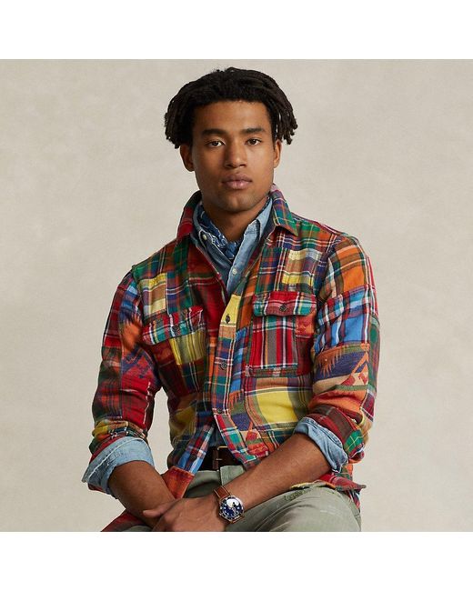 Ralph Lauren Classic Fit Patchwork Flannel Workshirt for Men Lyst