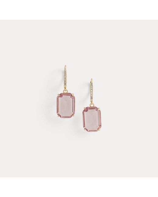 Ralph Lauren Pink Plated Pavé Stone Drop Earrings