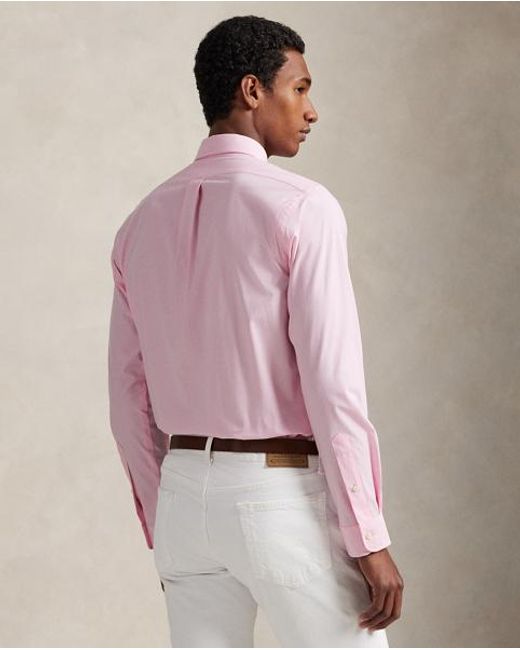 Polo Ralph Lauren Pink Custom Fit Stretch Poplin Shirt for men