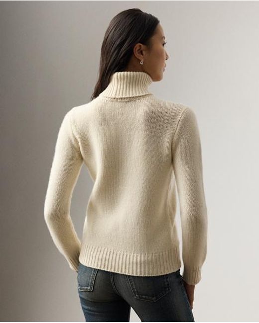 Ralph Lauren Natural Ralph Lauren Flag Cashmere Turtleneck Sweater