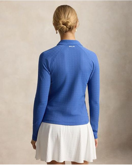 Ralph Lauren Blue Cable Quarter-Zip Long-Sleeve Polo