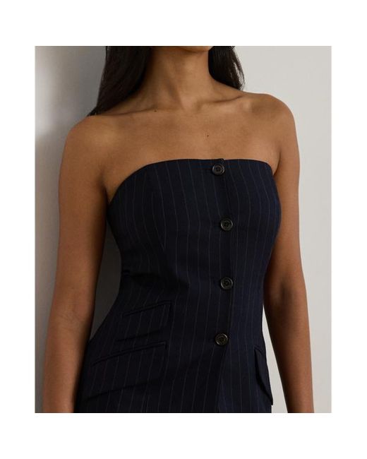 Bustino in twill di misto lana gessato di Ralph Lauren in Blue