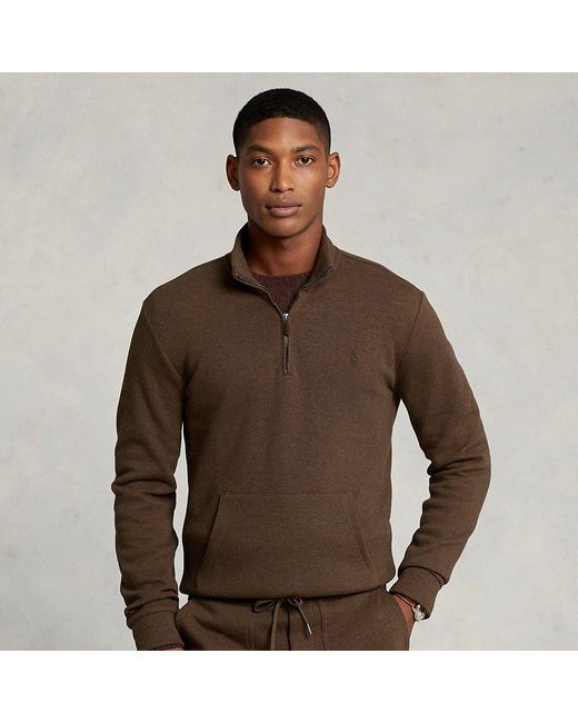 Ralph Lauren Double-knit Mesh Quarter-zip Pullover in Brown for Men | Lyst