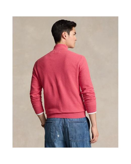 Polo Ralph Lauren Red Mesh-knit Cotton Quarter-zip Jumper for men