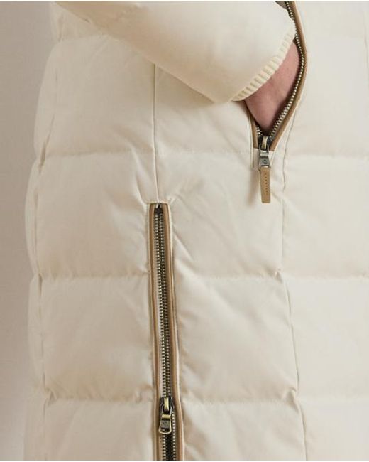 Ralph Lauren Natural Petite - Faux-fur-trim Hooded Down Coat