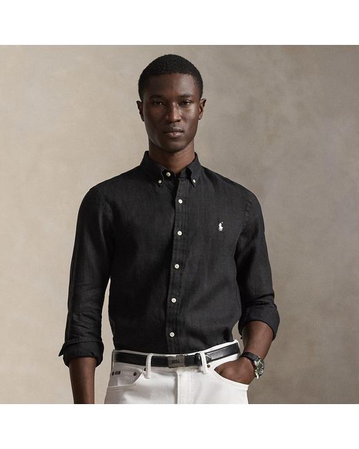 Polo Ralph Lauren Black Slim Fit Linen Shirt for men