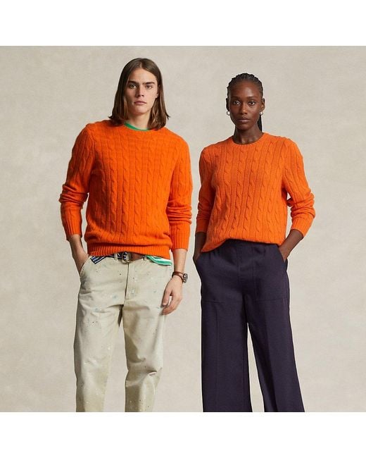 Ralph Lauren Orange The Iconic Cable-knit Cashmere Sweater for men