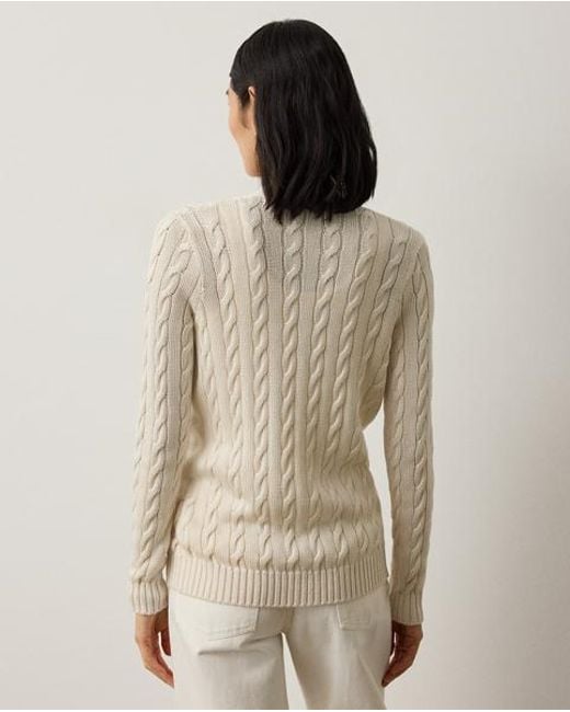 Ralph Lauren Natural Cable-Knit Silk-Blend V-Neck Cardigan