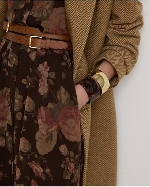Ralph Lauren Brown Floral Chiffon Shirtdress