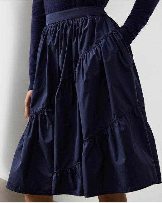 Ralph Lauren Blue Kyle Featherweight Taffeta Skirt
