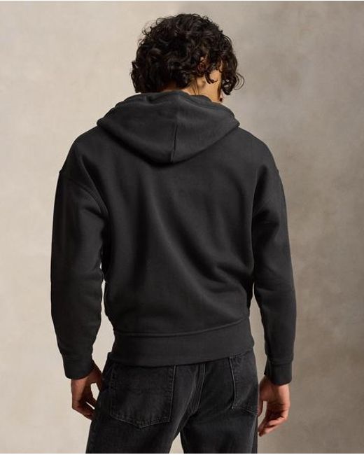 Polo Ralph Lauren Black Relaxed Fit Polo Sport Fleece Hoodie for men