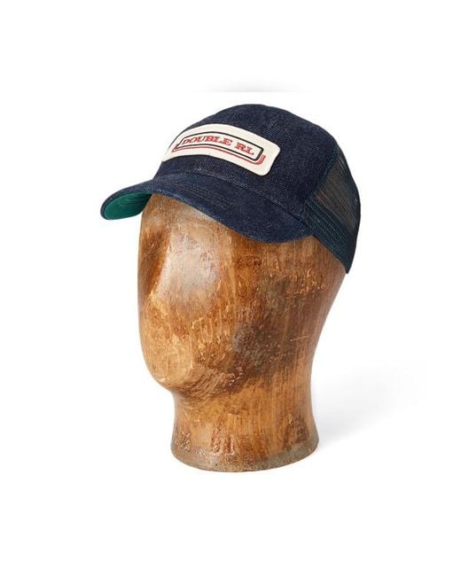 Ralph Lauren Blue Indigo Logo-patch Denim Trucker Cap for men