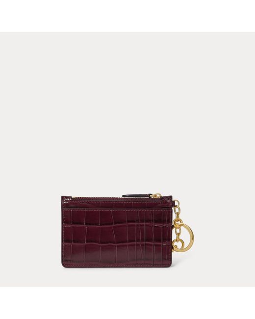 Ralph Lauren Purple Ralph Lauren Croc-Embossed Leather Zip Card Case