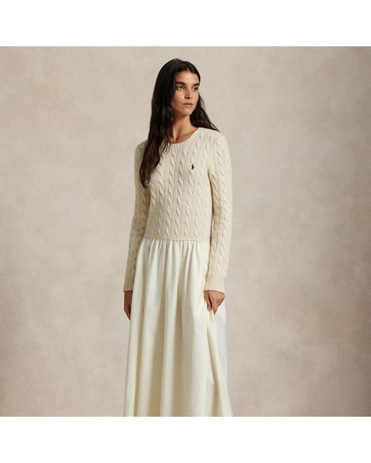 knit linen dress self-portrait - White Knit Linen Midi Dress main image 1
