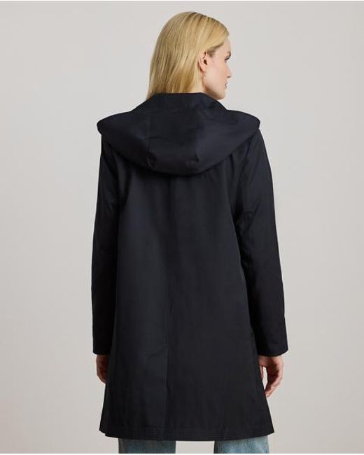Ralph Lauren Black Hooded Cotton-blend Balmacaan Coat