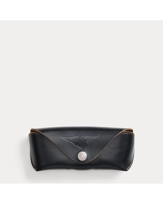 RRL Black Leather Eyeglass Case for men