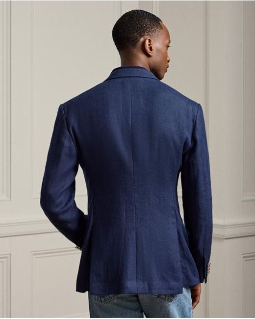 Ralph Lauren Blue Kent Hand-Tailored Linen Suit Jacket for men