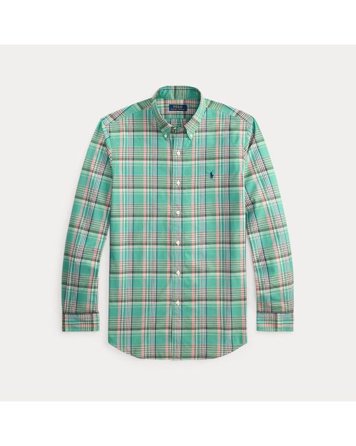 Polo Ralph Lauren Green Custom Fit Plaid Poplin Shirt for men
