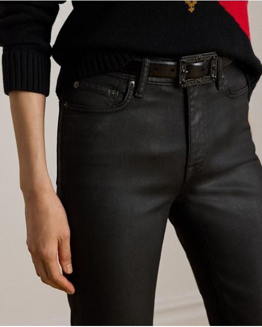 Jean Droit 7/8 Taille Haute Enduit Ralph Lauren en coloris Red