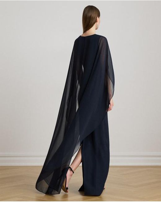 Ralph Lauren Blue Cape Georgette Gown