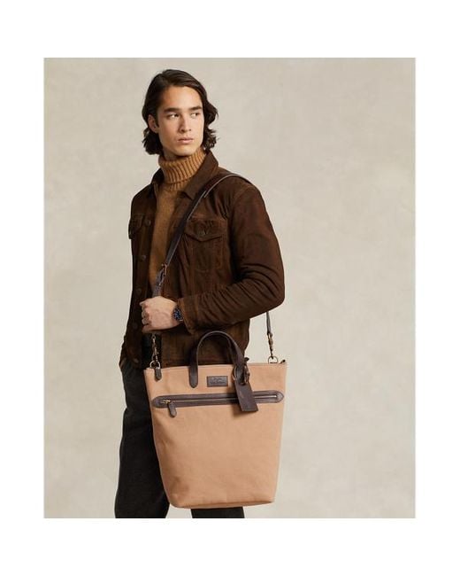 Polo Ralph Lauren Brown Leather-trim Canvas Tote for men
