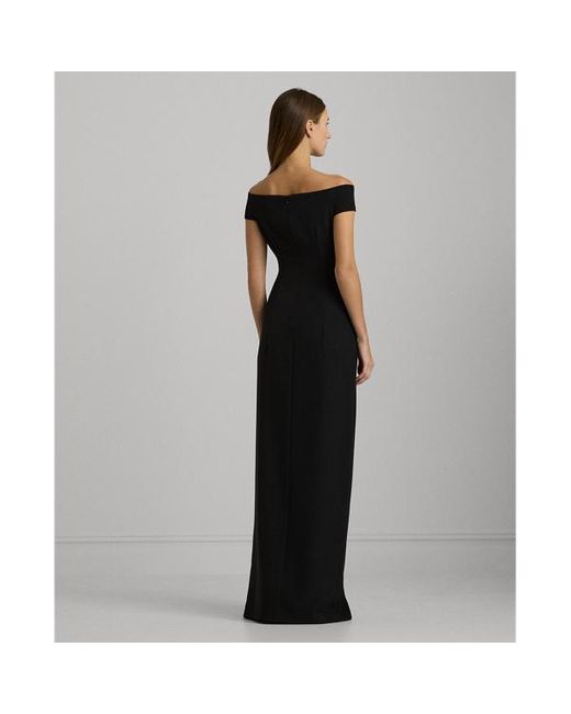Vestido largo de crepé Lauren by Ralph Lauren de color Black