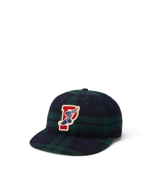 Ralph Lauren Blue P-Wing Plaid Wool-Blend Ball Cap for men