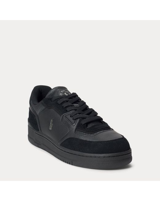 Polo Ralph Lauren Black Open Masters Leather-Suede Trainers for men