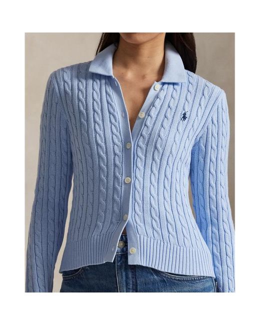 Cardigan polo in cotone a trecce di Polo Ralph Lauren in Blue