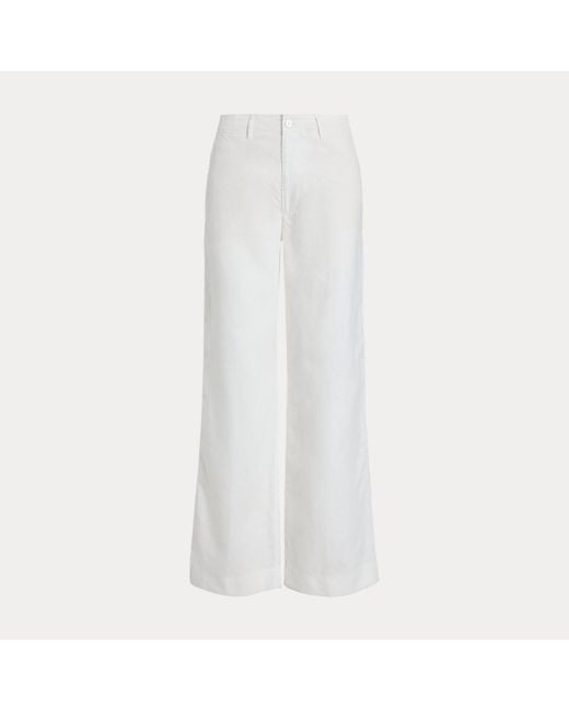 Polo Ralph Lauren White Linen Wide-Leg Trouser