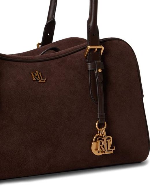 Ralph Lauren Natural Suede Large Marcy Zip Satchel