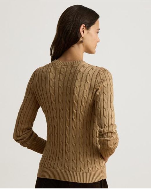 Ralph Lauren Brown Cable-Knit Cotton-Blend Cardigan