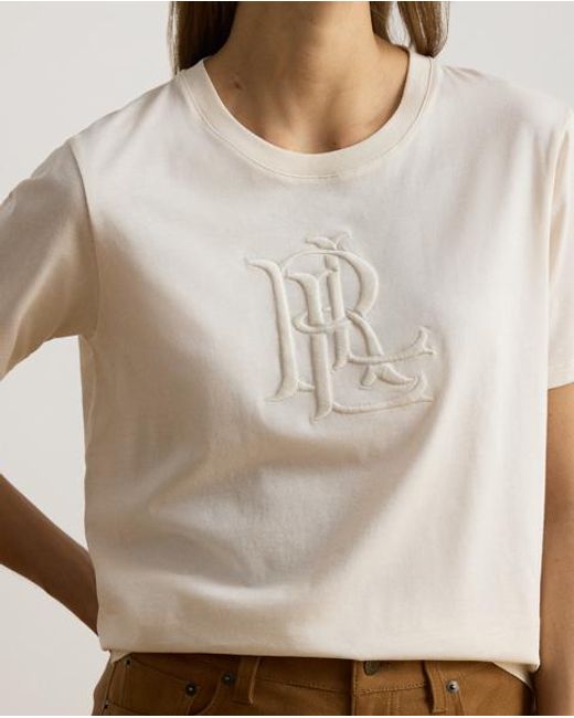Ralph Lauren Natural Embroidered-Logo Cotton Jersey T-Shirt