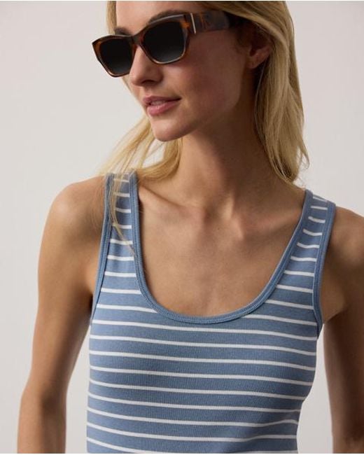 Ralph Lauren Black Ellis Rib-Knit Striped Tank Top