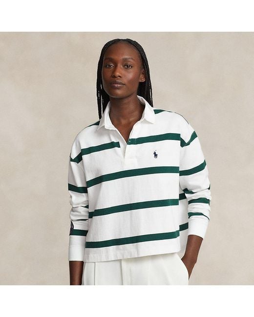 Polo Ralph Lauren Cropped Wimbledon Rubgyshirt in het Gray