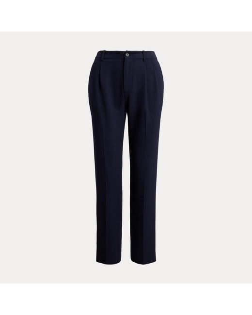 Ralph Lauren Blue Tricotine Pleated Tapered Trousers