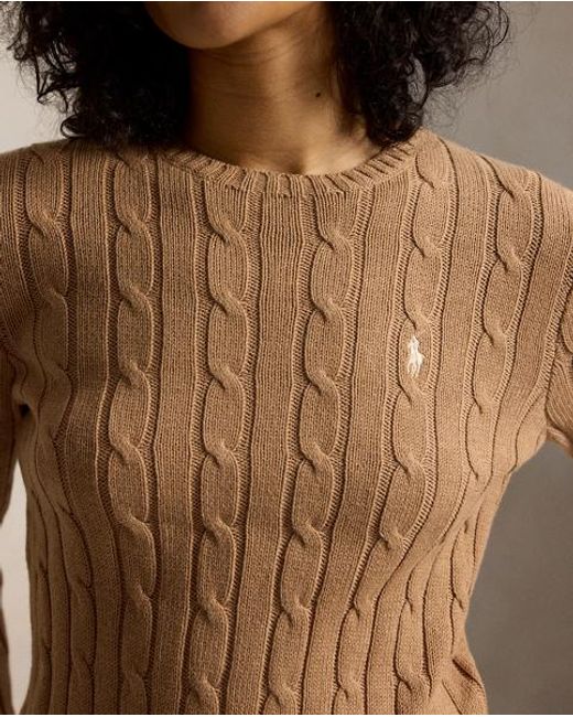 Polo Ralph Lauren Brown Cable-Knit Cotton Crewneck Jumper