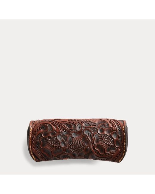 RRL Brown Hand-tooled Leather Eyeglass Case for men