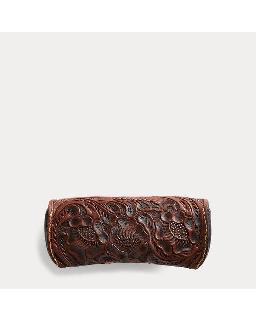 RRL Brown Hand-tooled Leather Eyeglass Case for men