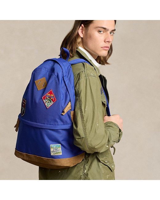 Ralph Lauren Blue Ranger Suede-trim Backpack for men
