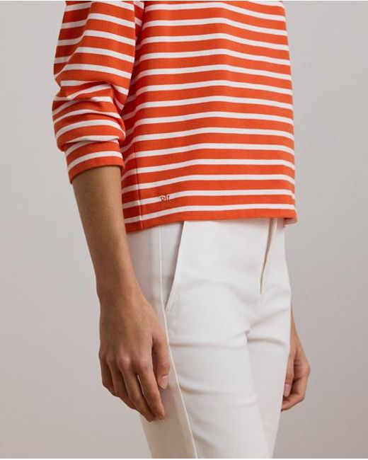 Ralph Lauren Red Gestreiftes Top Mit U-Boot-Ausschnitt