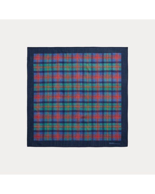 Polo Ralph Lauren Blue Plaid-Print Wool Bandanna for men