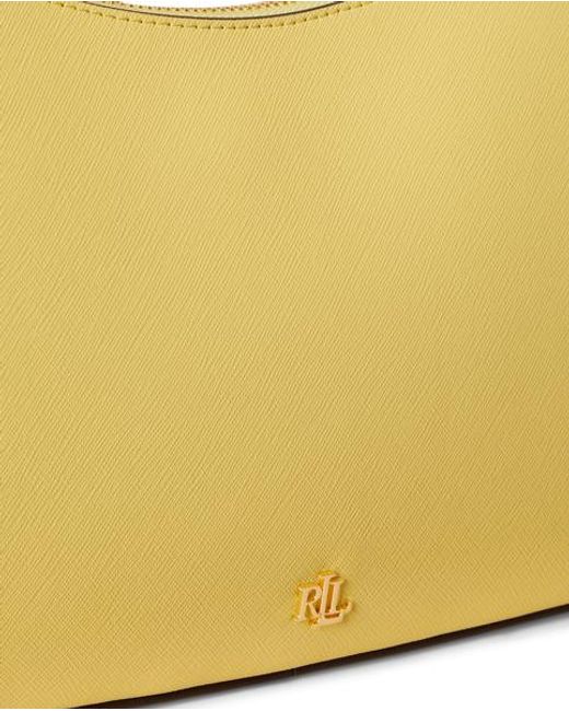 Ralph Lauren Yellow Crosshatch Leather Medium Danni Bag